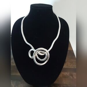 Vintage Egyptian Revival Necklace Bendable Formable Silver Tone Snake